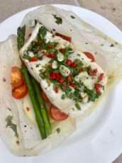 Baked Fish Parcels with Potato & Asparagus