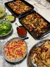 Easy Mexican Feast for Entertaining: Sheet Pan Chicken Fajitas, Beef Quesadillas & Nachos