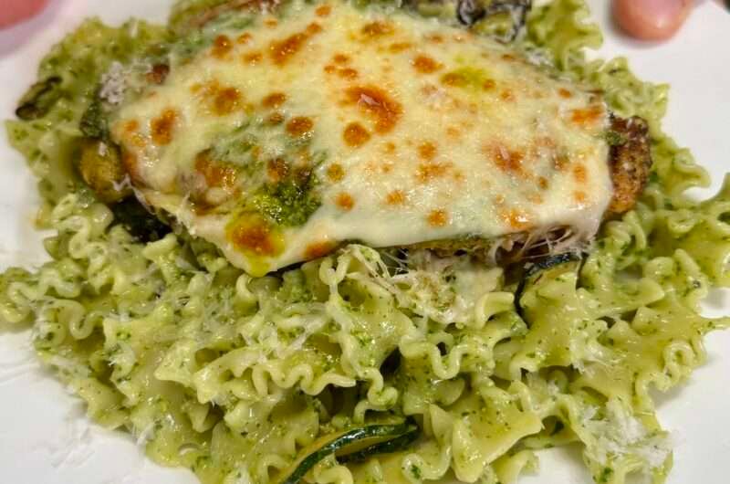 Pesto Chicken Parmigiana with Pesto Pasta