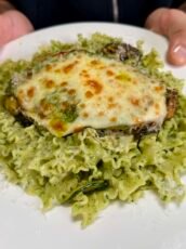 Pesto Chicken Parmigiana with Pesto Pasta