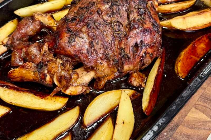 Greek Style Slow-Roasted Lamb with Garlic, Rosemary & Roasted Potatoes