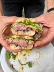 Steak Sandwich with Chimichurri Sauce & Caramelised Onions